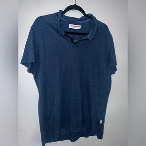 Navy Tailored Fit Resort Collar Polo Shirt